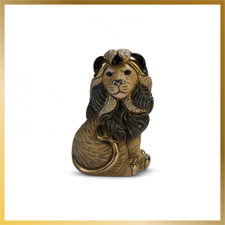 Figurine Lion Assis De Rosa Rinconada