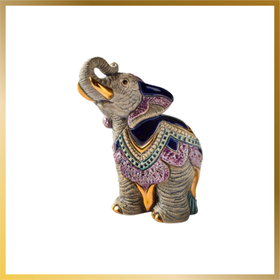 Colorful Indian Elephant Figurine by DeRosa Rinconada
