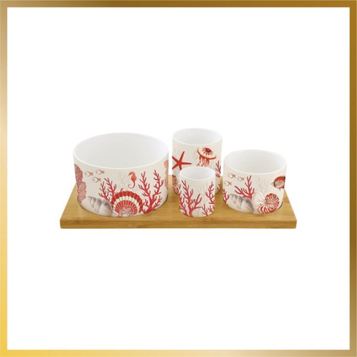 Set of 4 porcelain bowls  Coral Reef