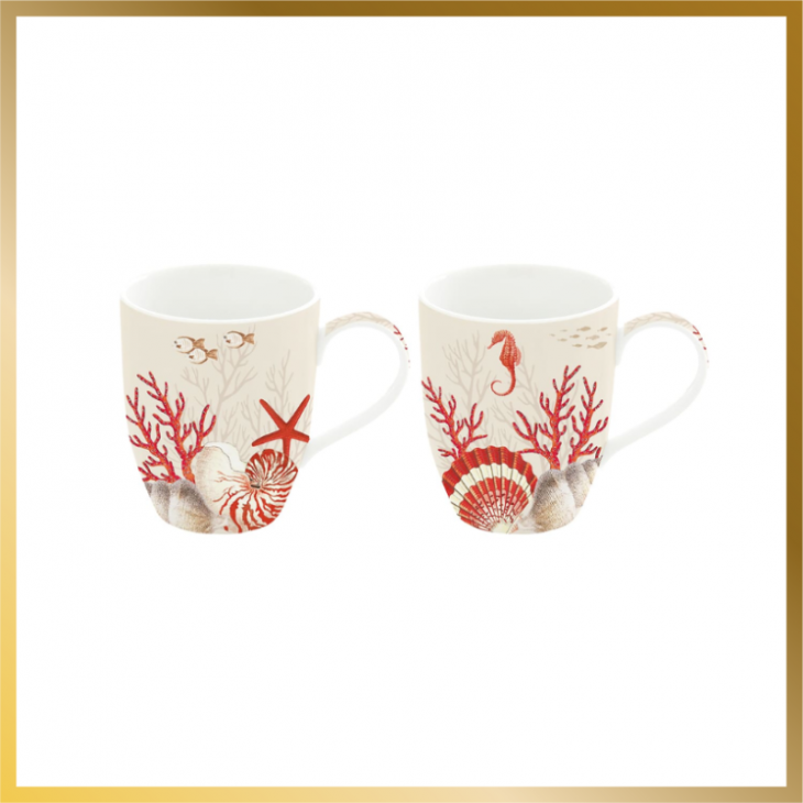 Coffret 2 mugs en porcelaine coral reef