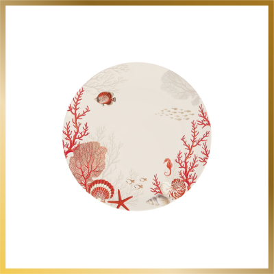 Assiettes Plates en porcelaine coral reef