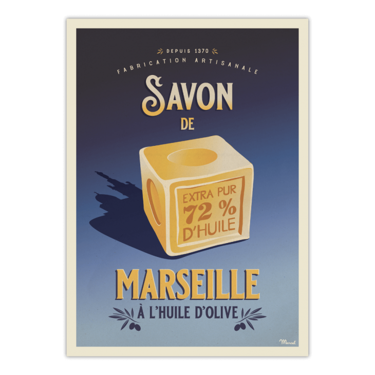 Affiche vintage Savon de Marseille Marcel Travel Posters