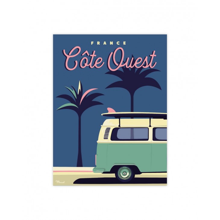 Affiche Vintage Côte Ouest Palm3Van Marcel Travel Poster