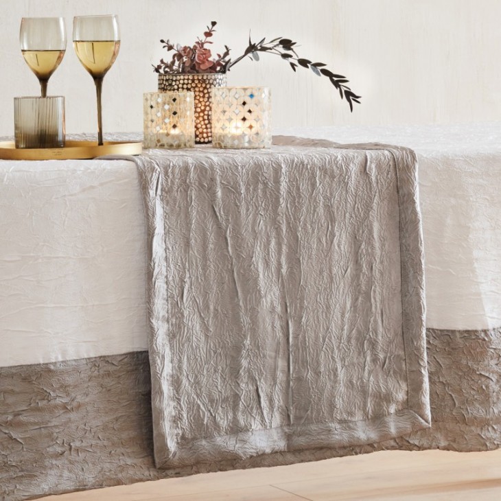 White and Silver Athénas Tablecloth 170*300cm