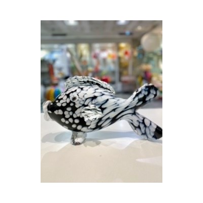 Black And White Glass Art Fish