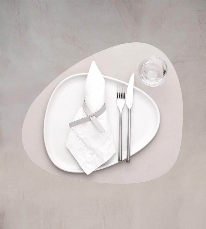 Set De Table Cuir Nupo Huître Blanche