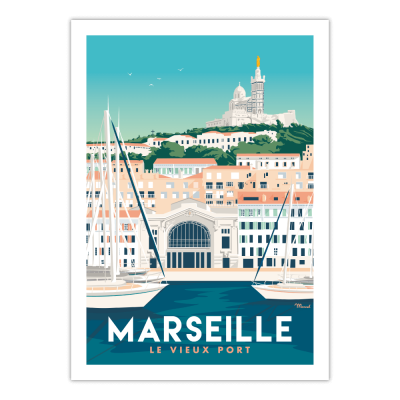 Vintage poster Marseille Le Vieux Port Marcel Travel posters