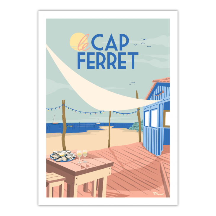 Affiche Vintage Le Cap Ferret Marcel Travel Posters