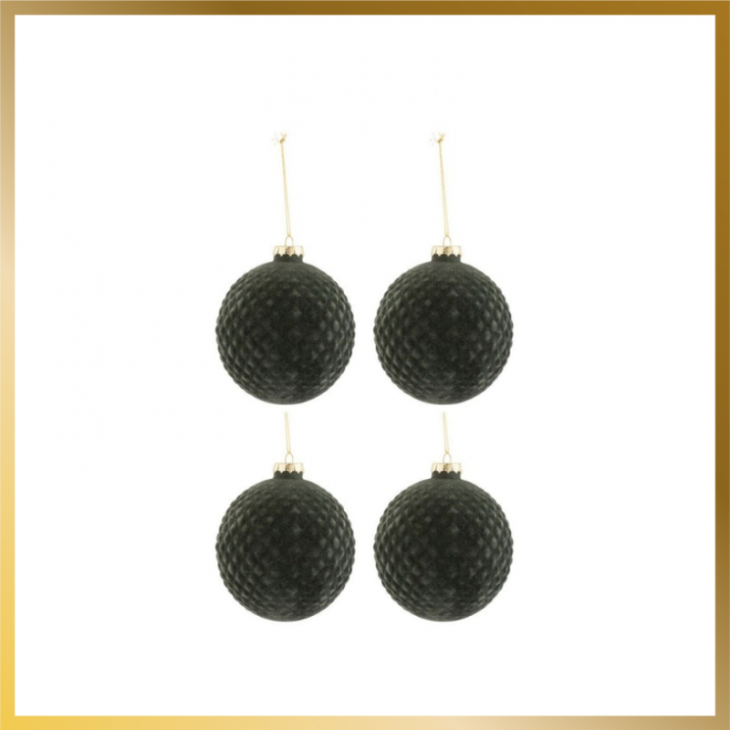 Box of 4 Green Christmas Baubles